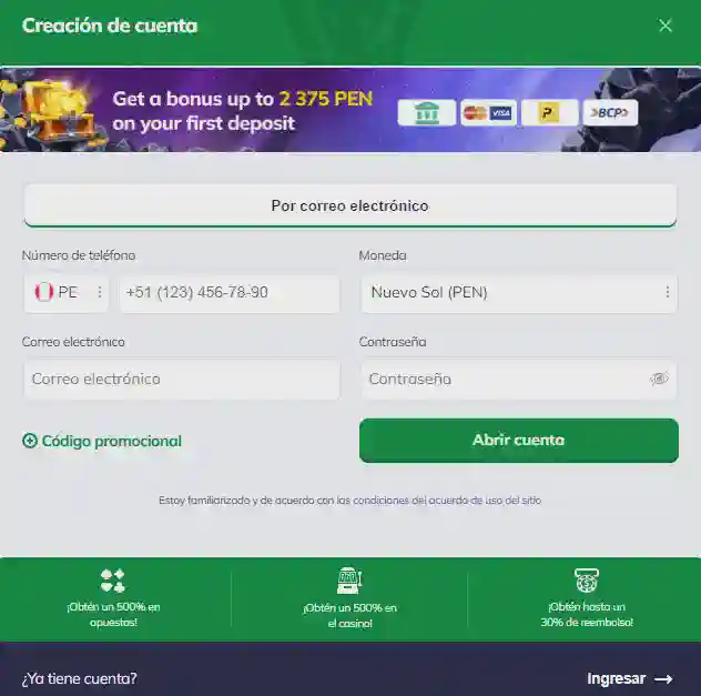 Registro en Valor Casino